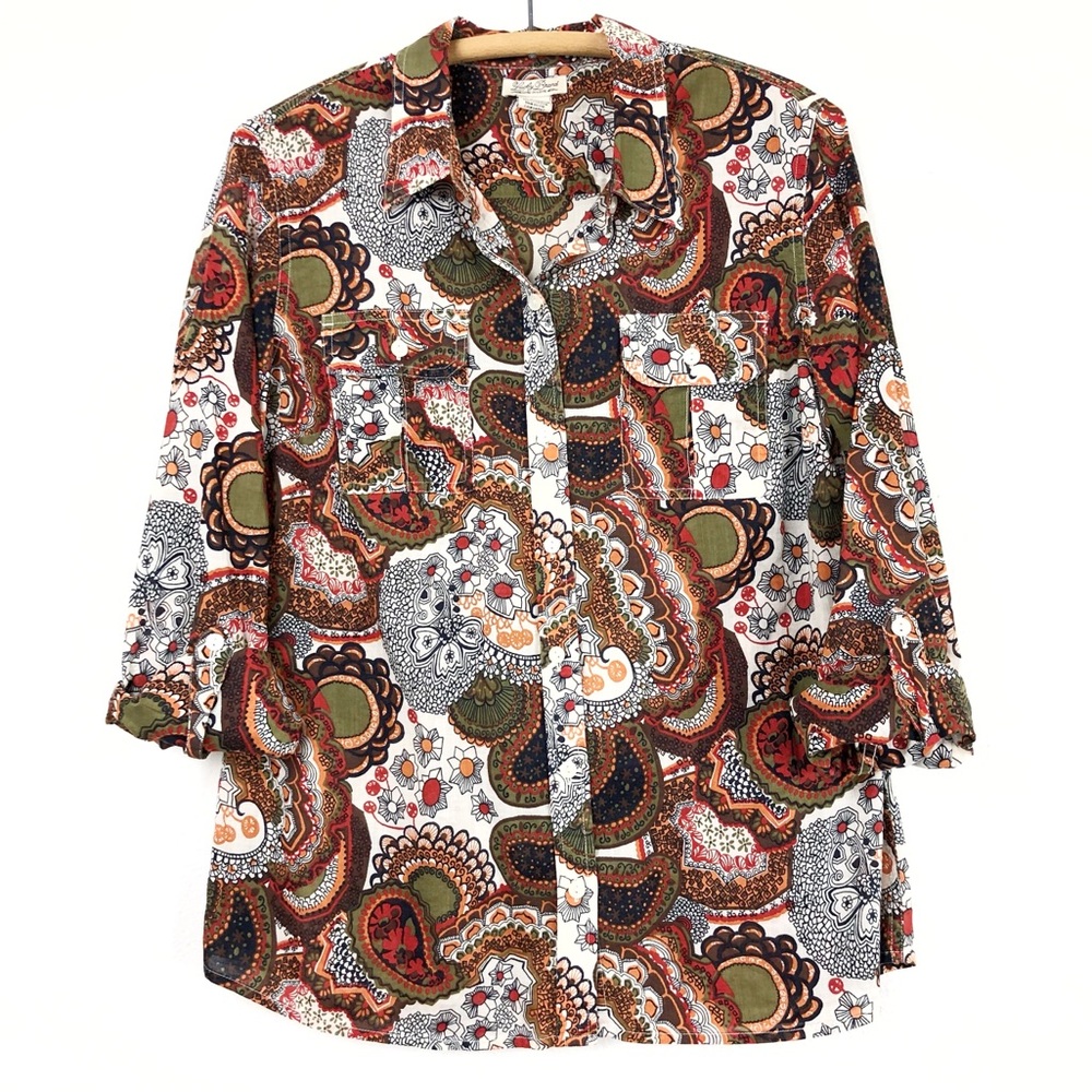 Lucky brand 3/4 sleeve vintage inspired button